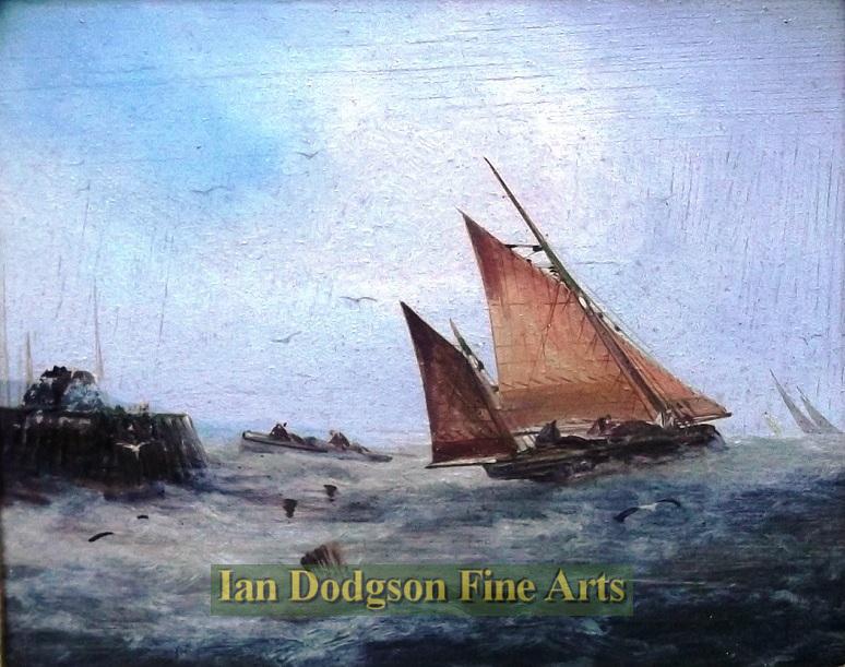 George Stanfield Walters - Coming into harbour Oil on board (c1900)