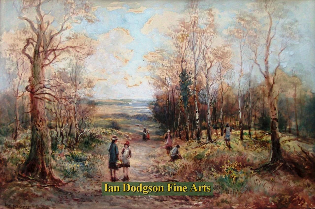 William Manners - Picking Daffodils Watercolour with bodycolour (c1900)