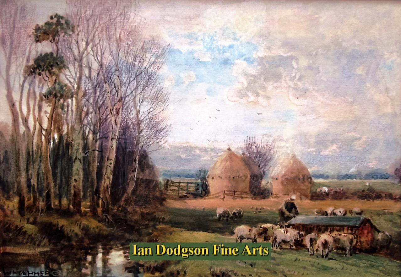 William Manners - Feeding the Sheep Watercolour with bodycolour (c1900)