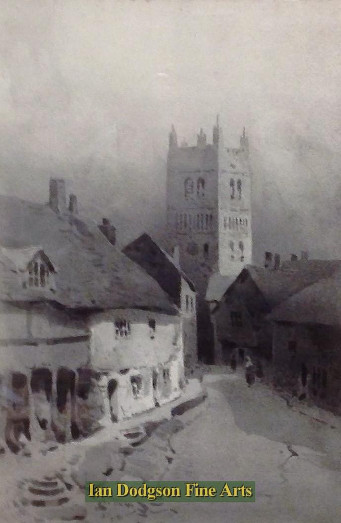Arthur Tucker - Tewkesbury Grisaille,  Gouache. (c1905)