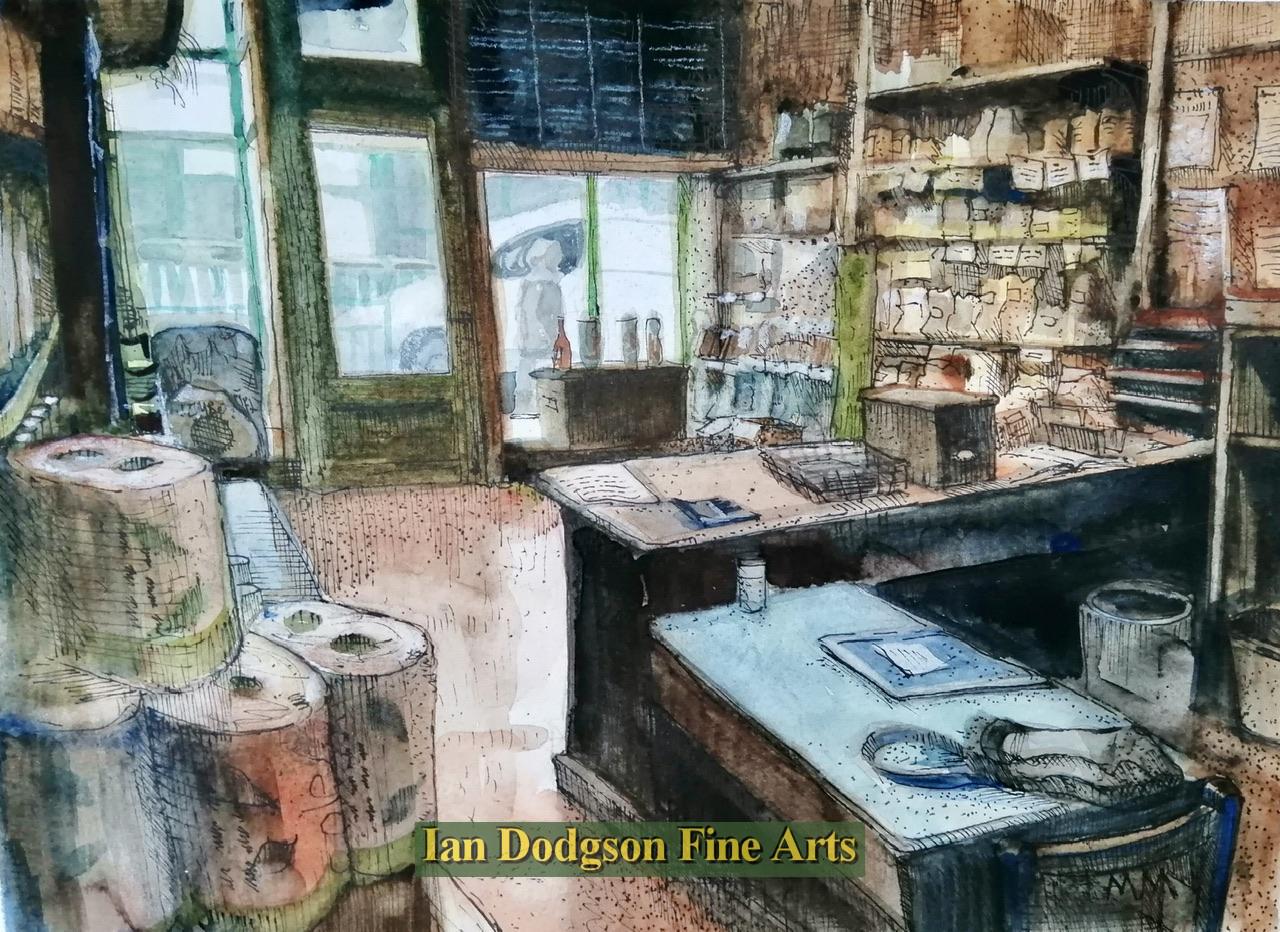 Martin Morley - The Wholefood shop Watercolour and Ink (2023)