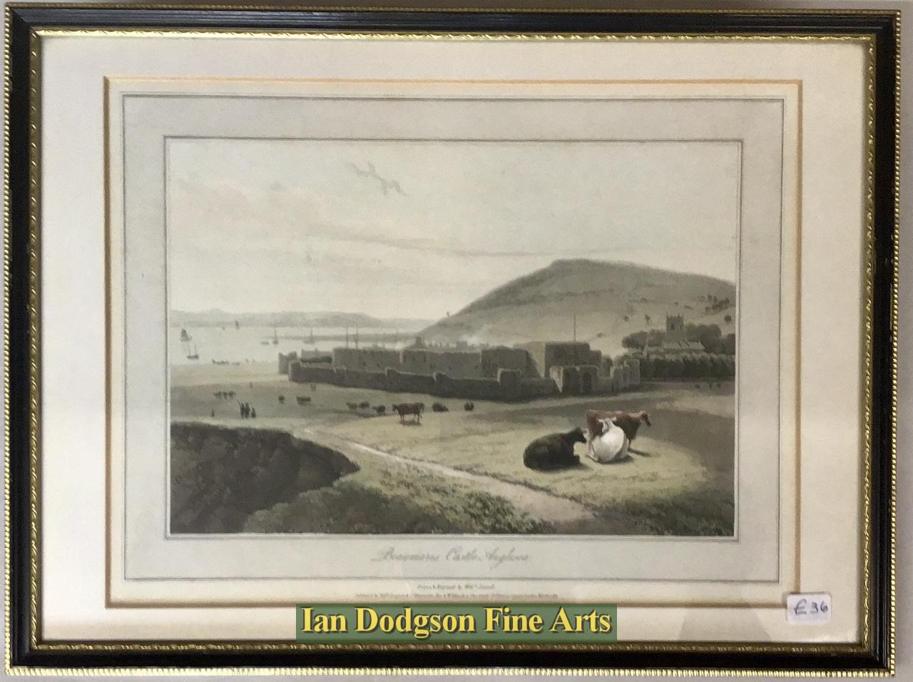 William Daniell - Beaumaris Castle, Anglesea Aquatint (c1815)
